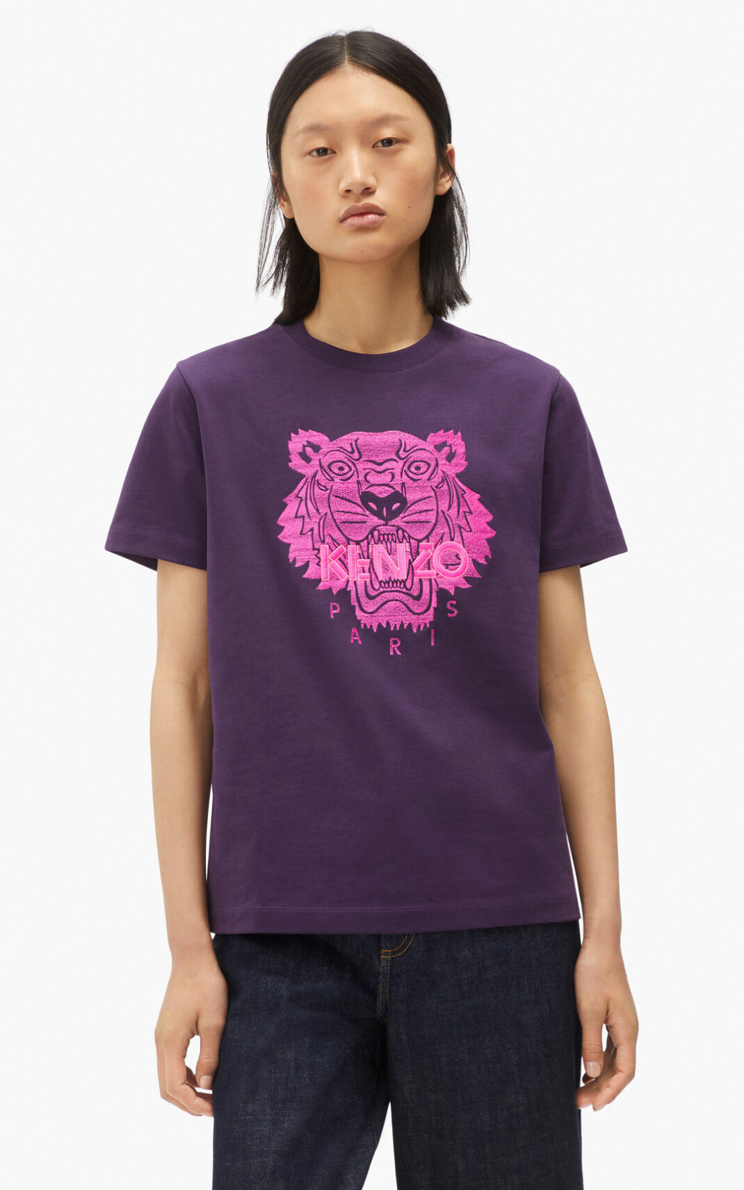 T Shirt Kenzo Loose Tiger Femme Violette | JFKM-10238